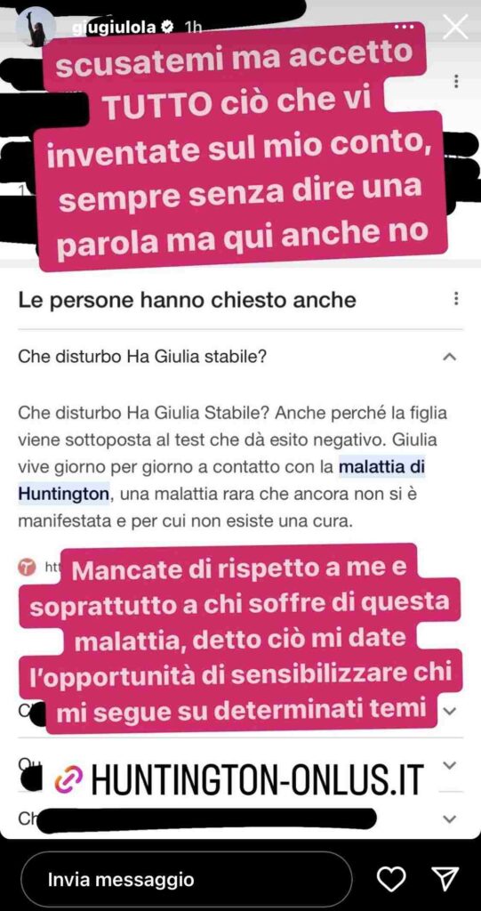 Giulia Stabile Sul Web Si Legge Che Ha Una Rara Malattia Lo Sfogo