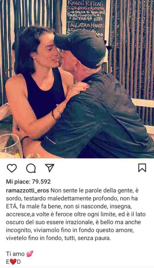 Eros Ramazzotti La Dedica Alla Fidanzata L Amore Non Ha Et