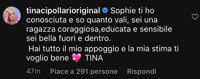 tina cipollari parole su sophie codegoni