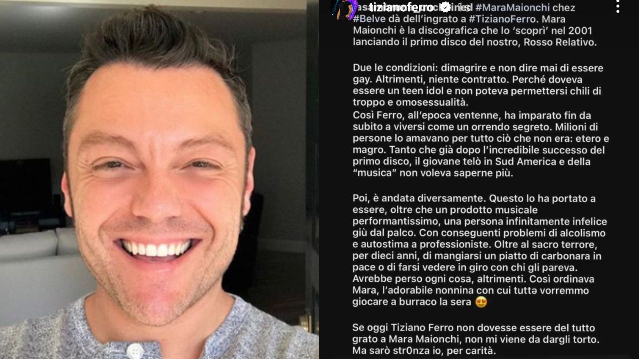 Tiziano Ferro ricondivide post contro Maionchi MowMag