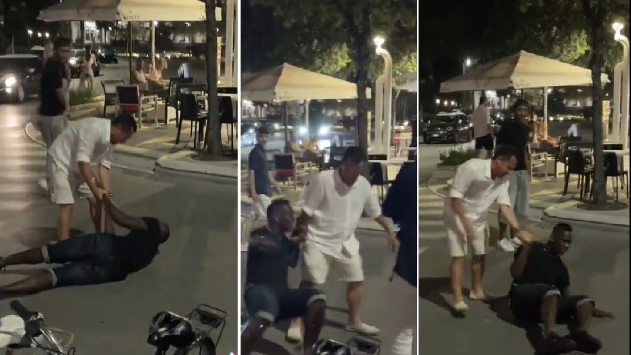 Mario Balotelli cade in strada