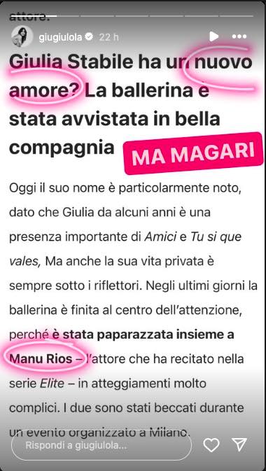 Giulia Stabile smentisce il flirt con Manu Rios