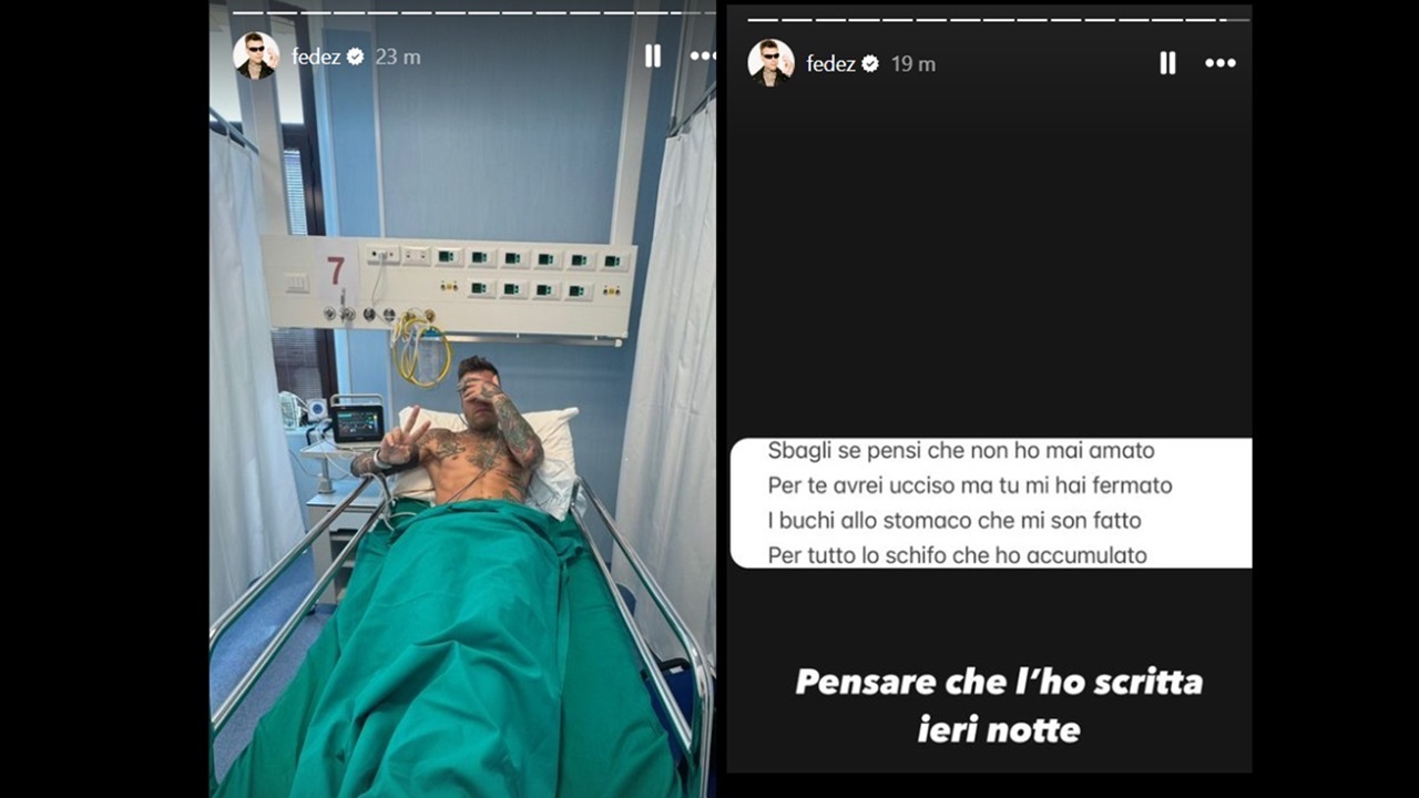 Fedez nel lettino di ospedale.