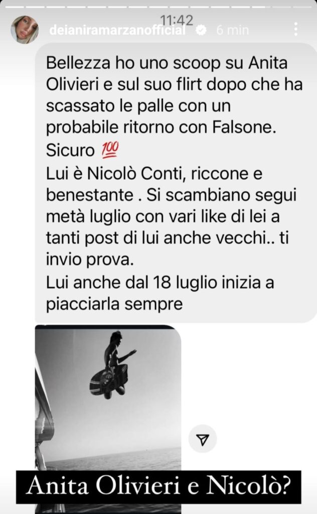 Segnalazione sul nuovo flirt di Anita Olivieri