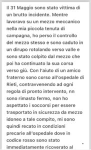 Lucio Presta incidente trattore comunicato 1