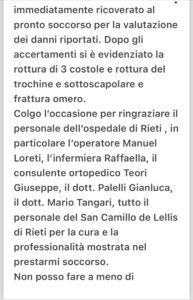 Lucio Presta incidente trattore comunicato 2