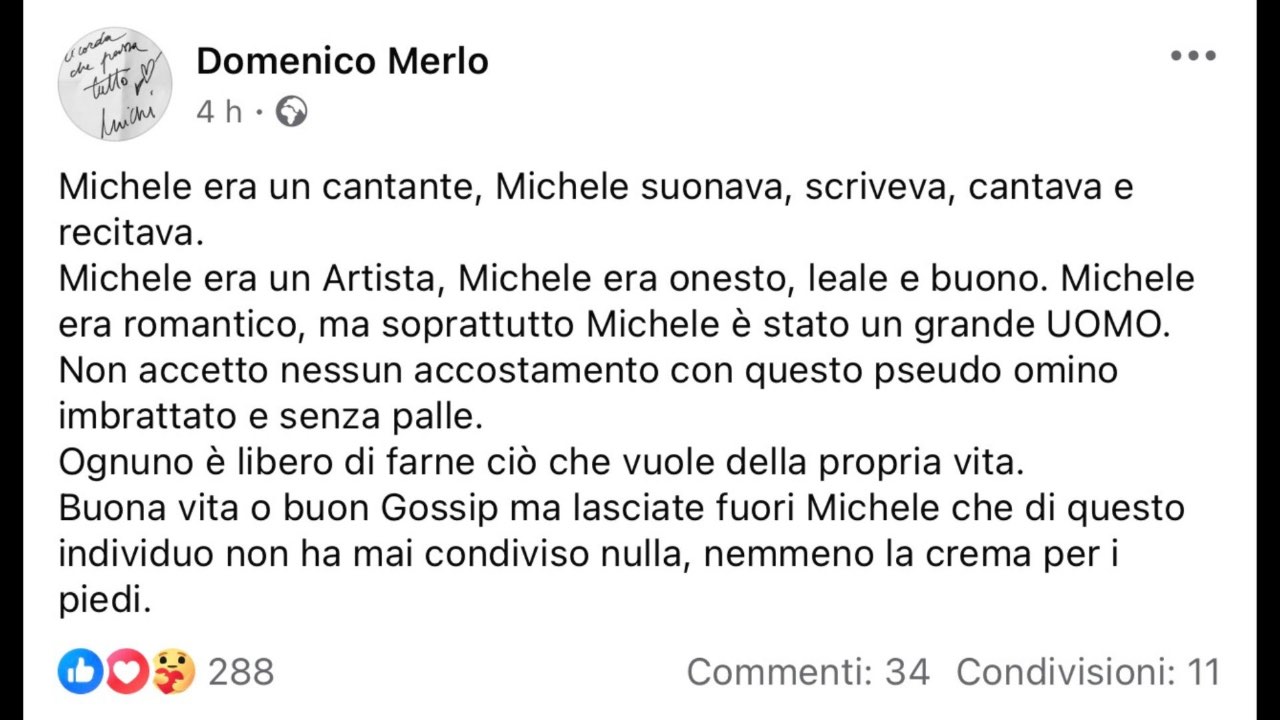 Post di Domenico Merlo su Fedez e la love story con Luna 