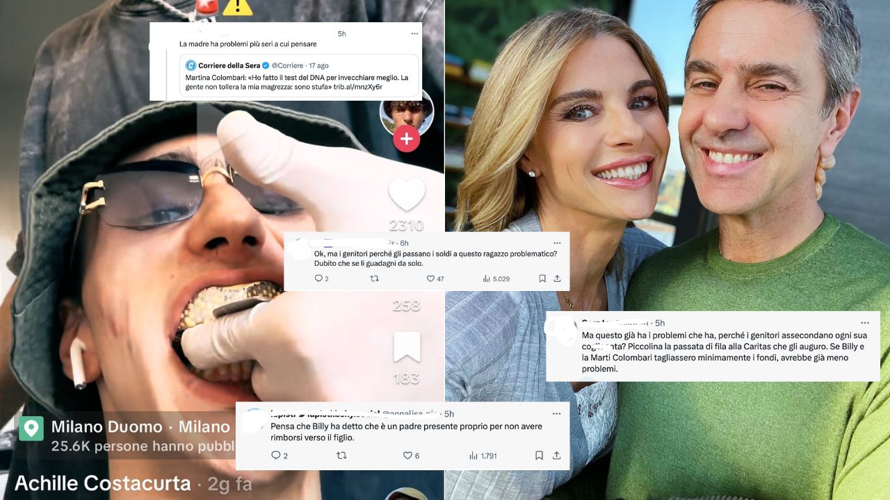 Web contro Martina Colombari e Billy Costacurta dopo la dentiera di diamanti di Achille