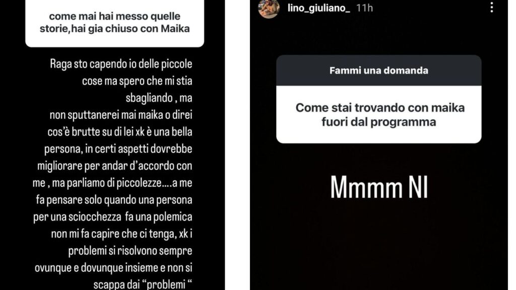 instagram story lino giuliano temptation island