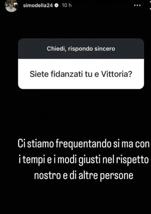 Simone spiega il rapporto con Vittoria