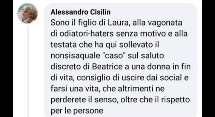 beatrice luzzi e alessandro cisilin risposta  facebook