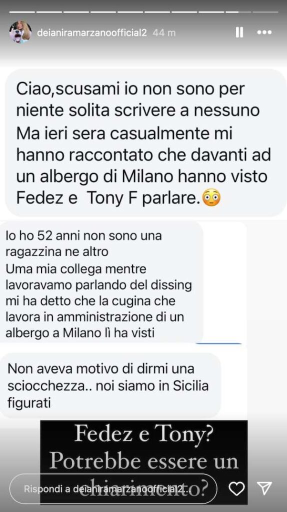 Segnalazione Deianira Marzano su Tony Effe e Fedez