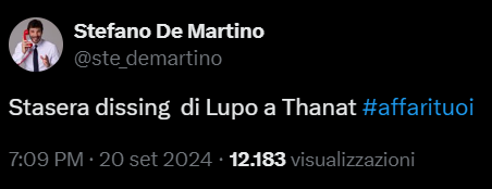 Tweet Stefano De Martino