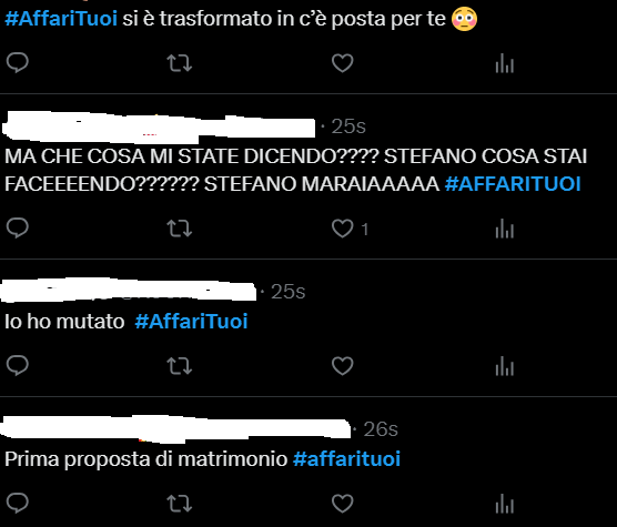 Il web commenta la proposta di matrimonio ad Affari Tuoi