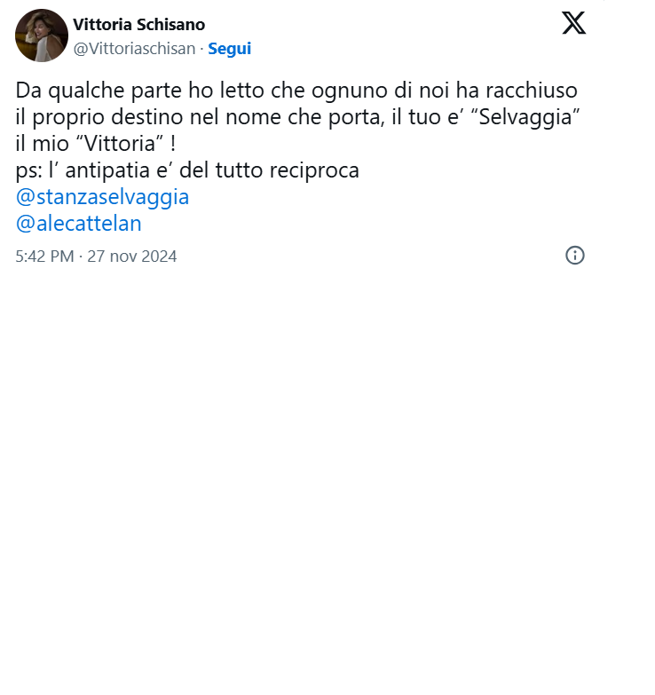 Vittoria Schisano contro Selvaggia Lucarelli