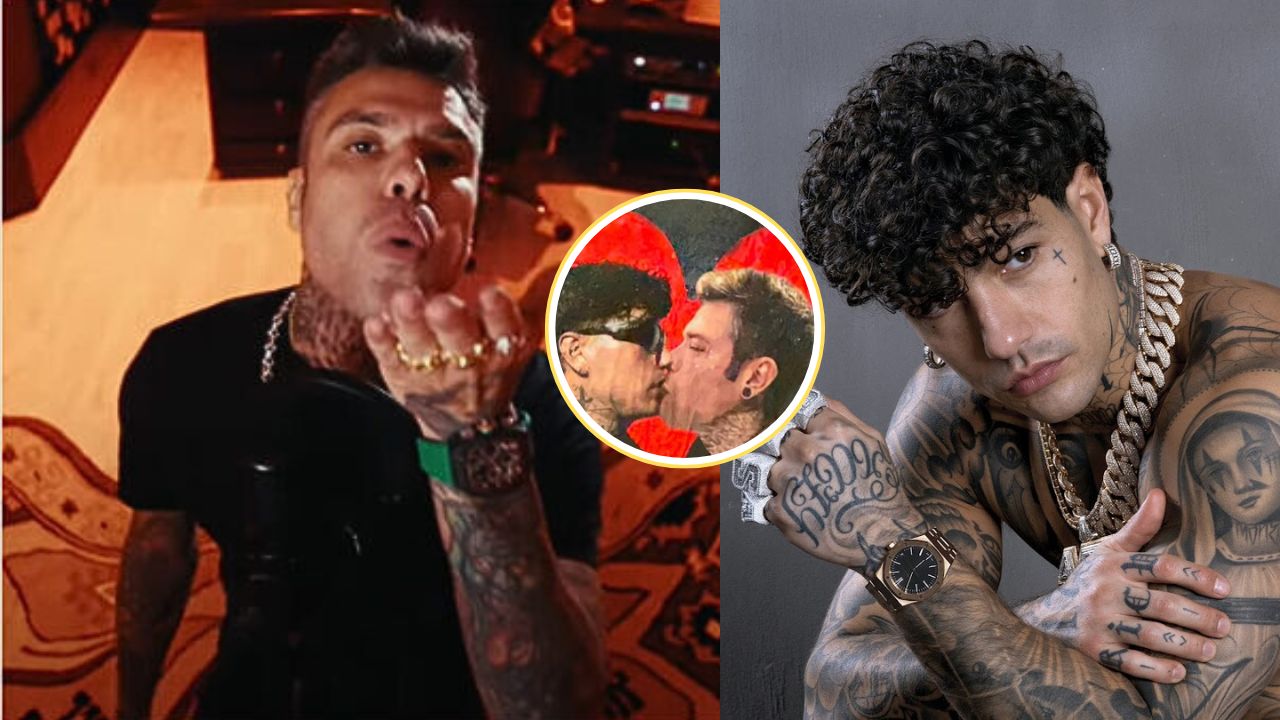 Tony Effe e Fedez si baciano ma è un murales di tvboy