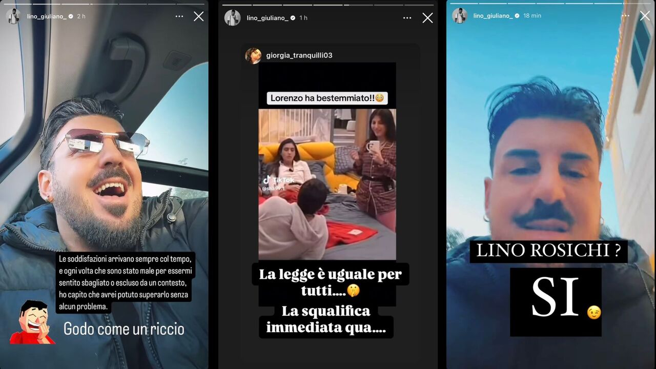 Stories di Lino Giuliano contro Spolverato e il GF