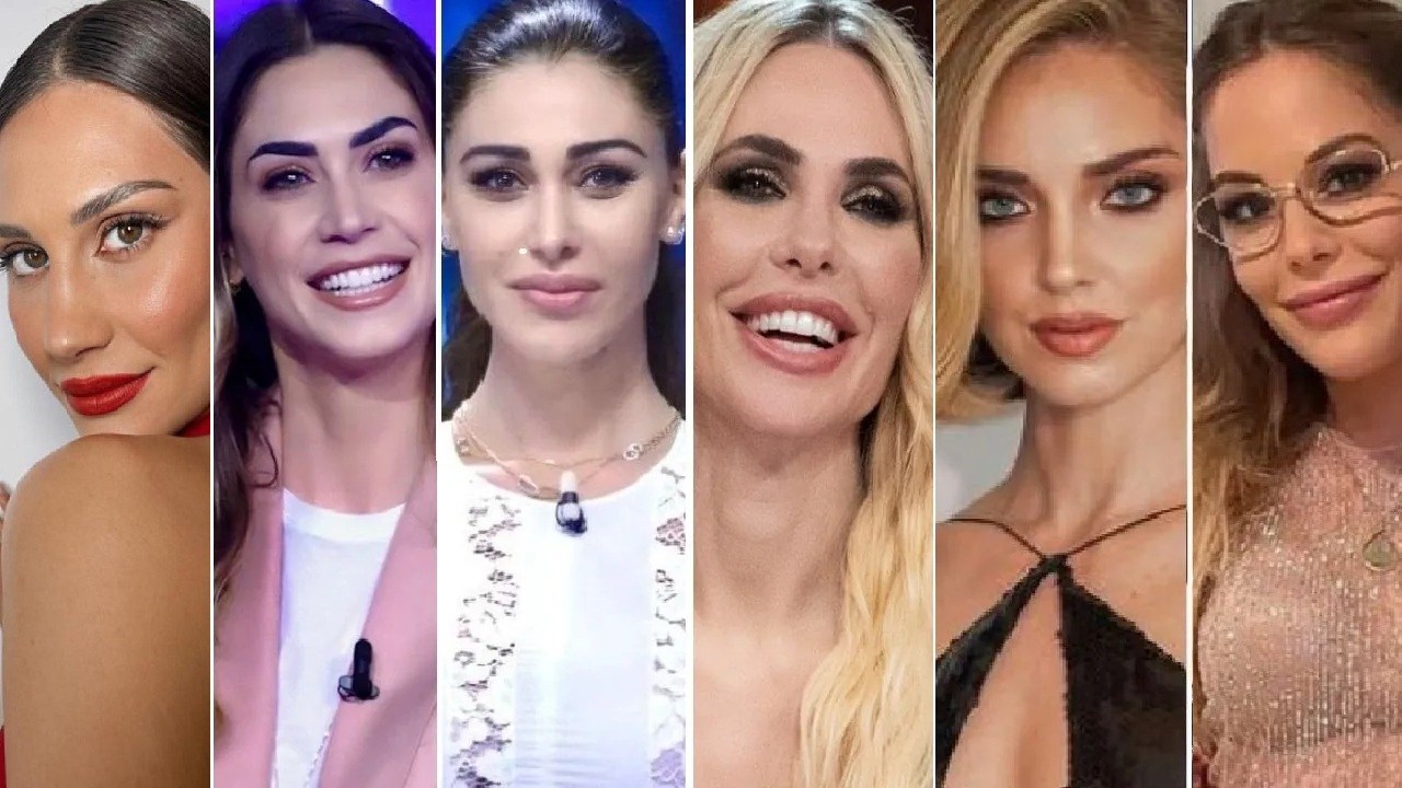 Collage Beatrice Valli Belen Melissa Satta ilary Blasi