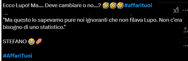 Commenti Lupo Affari Tuoi