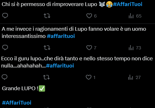 Commenti Lupo Affari Tuoi