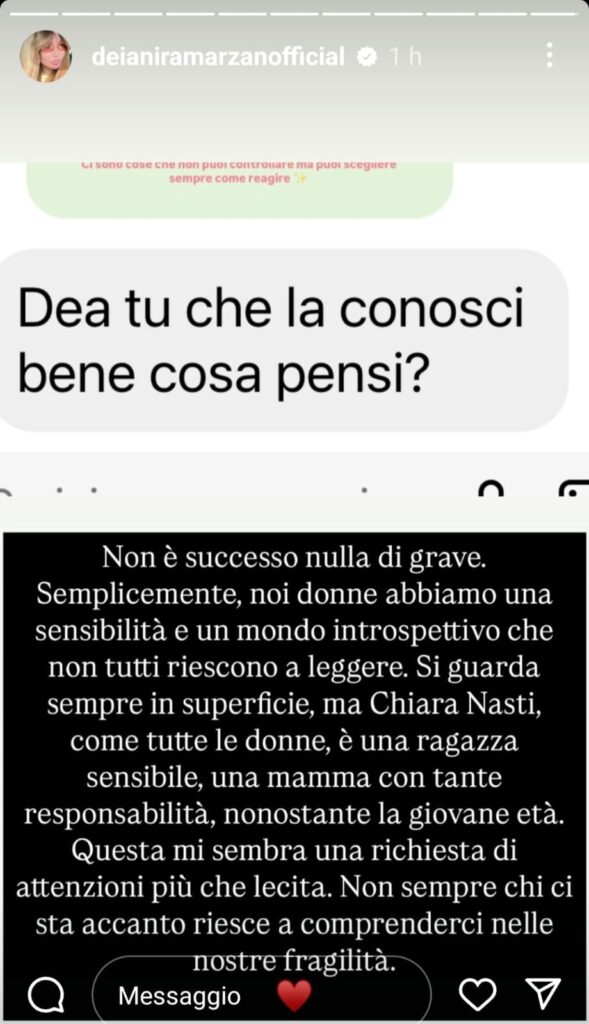 Deianira Marzano su Chiara Nasti