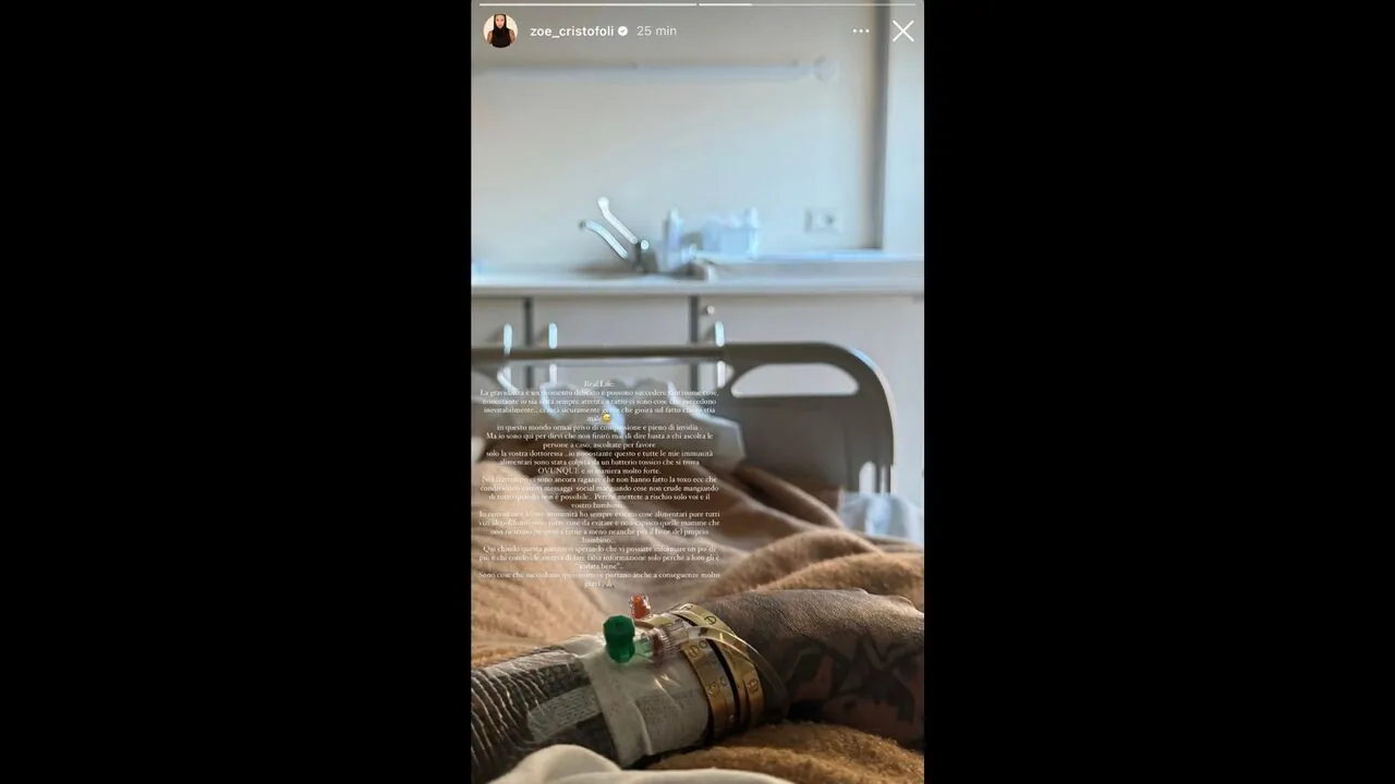 Story Instagram di Zoe Cristofoli in ospedale 